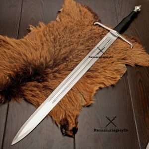 Handmade Stainless Steel Medieval Sword with Leather Sheath | Cosplay Prop