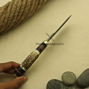 Antler Handle Damascus Steel Hunting Knife – 6 Blade – Wholesale Lot of 6/12