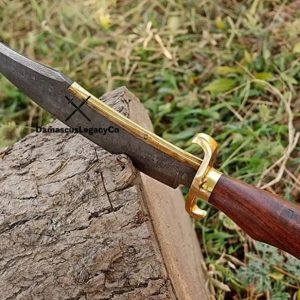 Damascus Steel Bowie Knife: 16-Inch Handmade Collectible + Leather Sheath