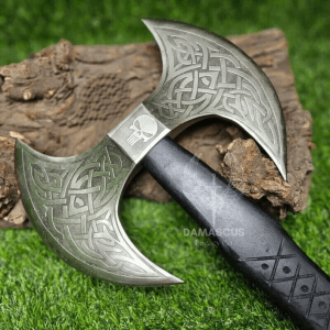 Handcrafted Fantasy Axe – Double-Head Carbon Steel Art for Cosplay & Collector Displays