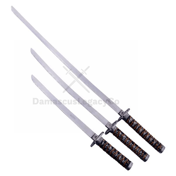 Blue Samurai Sword Set: Katana, Wakizashi, Tanto - Japanese Decor