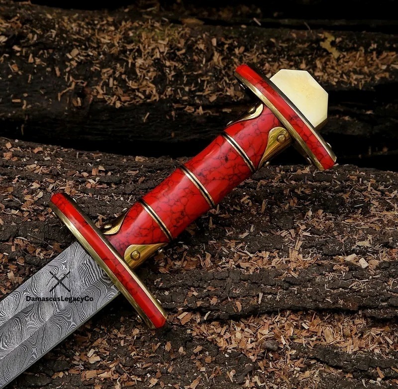 Hand-Forged Damascus Medieval Display Sword | Viking-Style Décor & Cosplay Prop - Image 2